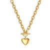 18k Gold plated steel HEART necklace Elegant Heart Necklace, 18k Gold Plated Steel