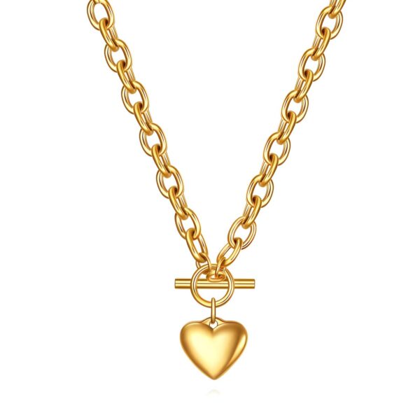 18k Gold plated steel HEART necklace Elegant Heart Necklace, 18k Gold Plated Steel
