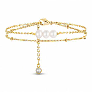 3pearls bracelet - display Three Pearls Bracelet, 18k Gold Plated Steel in Gold
