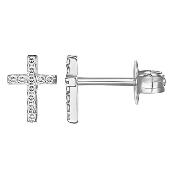Cross Stud Earrings, in Gold and Silver