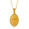 Cross in circle pendant necklace - display 2 Be Still and Know that I am God Cross nugget Necklace in Gold