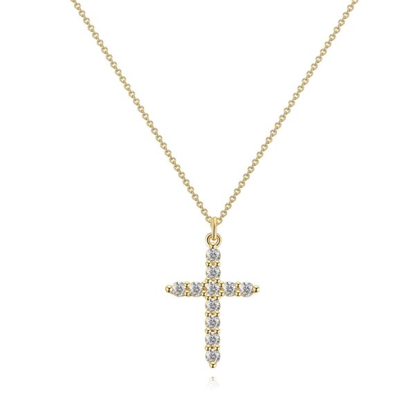 Cross Necklace with Diamonds in Gold and Silver