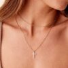 Cross Necklace with Diamonds in Gold and Silver