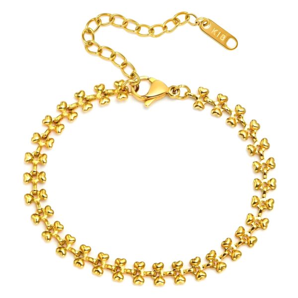 Double heart bracelet Double Heart Bracelet, 18k Gold Plated Steel in Gold