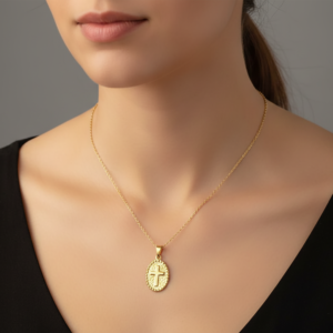 Be Still and Know that I am God Cross nugget Necklace in Gold