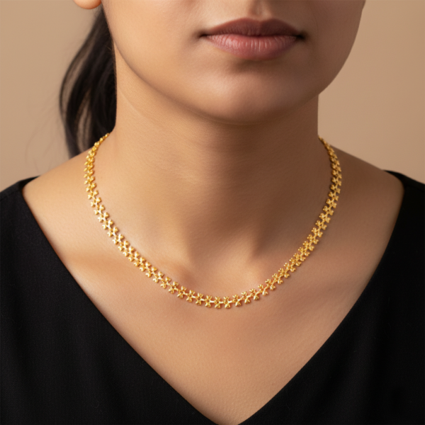 Double Heart Necklace in Gold