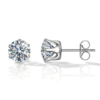 Round Cubic Zirconia Stone Stud Earrings, in Silver
