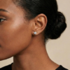 Round Cubic Zirconia Stone Stud Earrings, in Silver