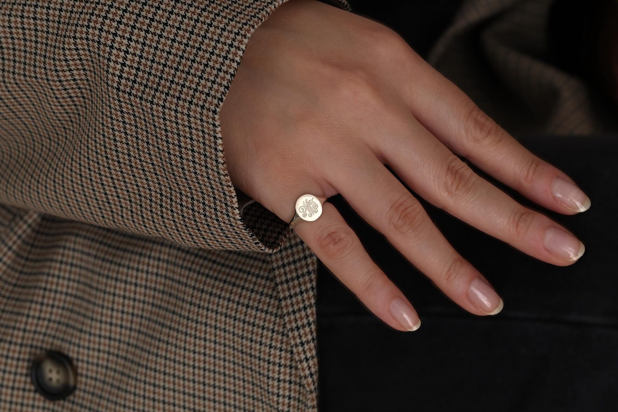 Ahava engraved ring styled landscape look