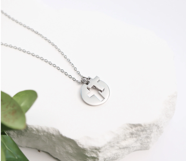 He is My Refuge Cross Cutout  Necklace 18k Gold with 2" Extender