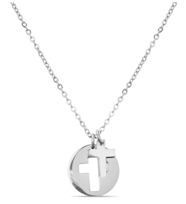 He is My Refuge Cross Cutout  Necklace 18k Gold with 2" Extender