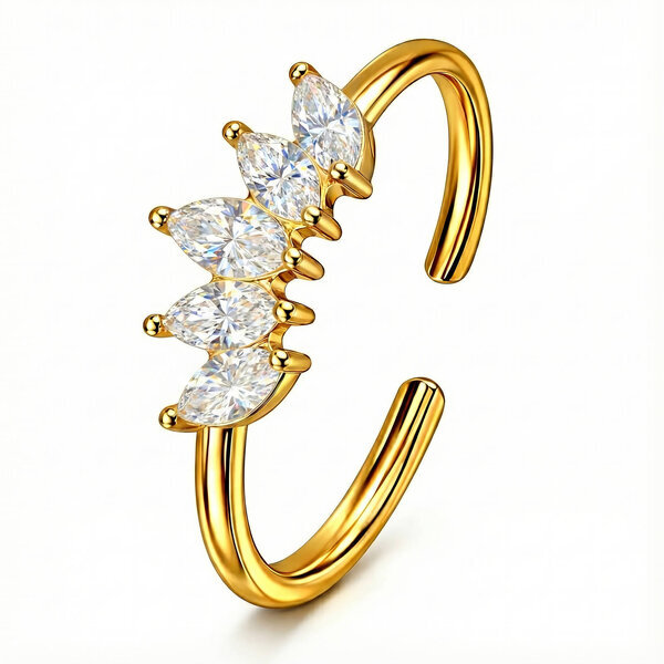 Crown of glory display - 1 Crown of Glory Adjustable Ring Cubic Zirconia 18k Gold