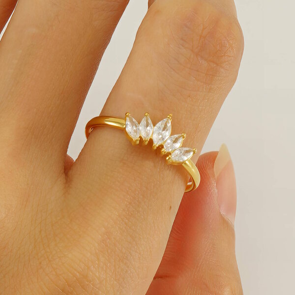 Crown of glory display - 2 Crown of Glory Adjustable Ring Cubic Zirconia 18k Gold