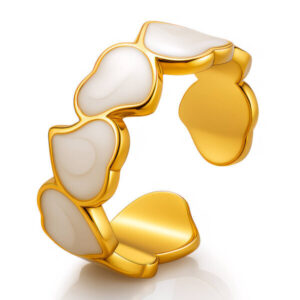 Clean Heart Adjustable Ring, 18k Gold Plated Steel