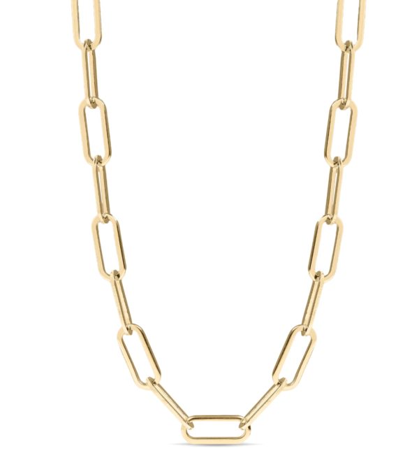 Linked Arms 18k Paperclip Necklace Gold