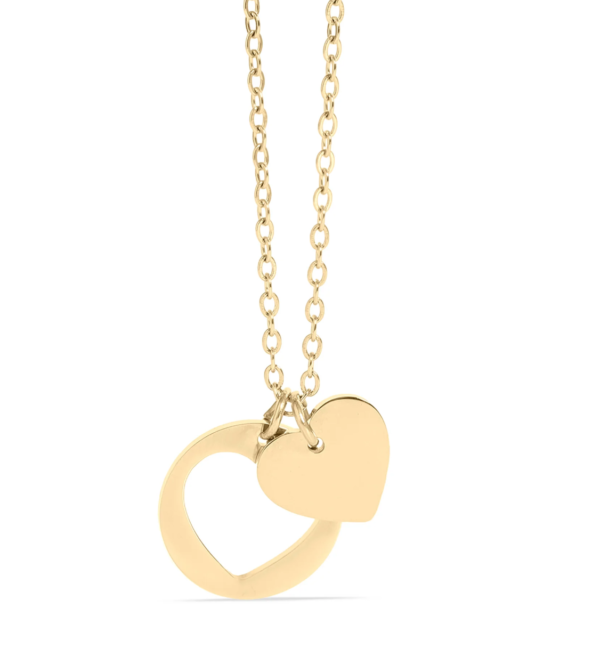 1 Cor 13:13 Heart Cutout  Necklace 18k with 2" Extender