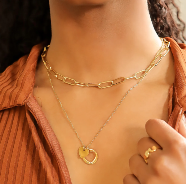 1 Cor 13:13 Heart Cutout  Necklace 18k with 2" Extender